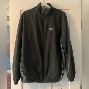 Reebok Black Windbreaker Jacket Lightweight Athletic Design
